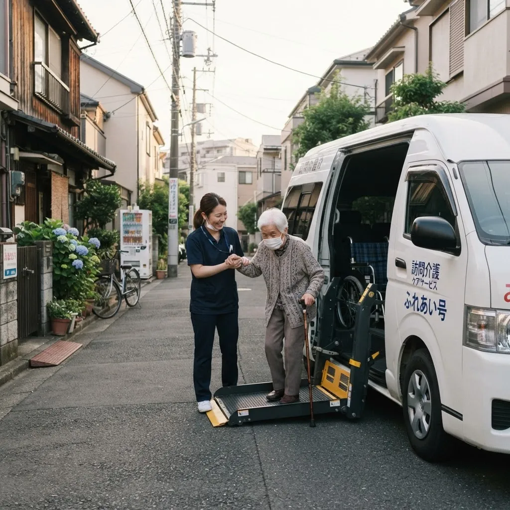 送迎車での外出支援の様子