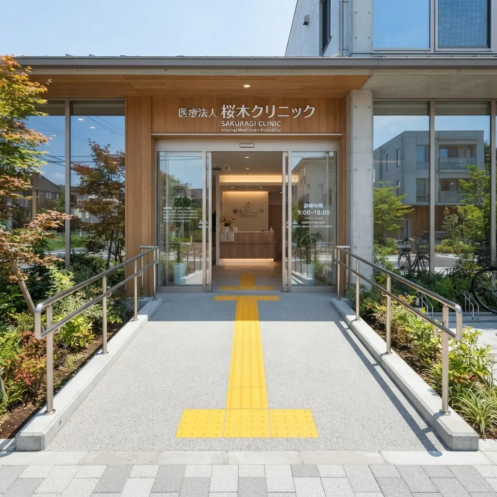 バリアフリー対応の広いエントランス