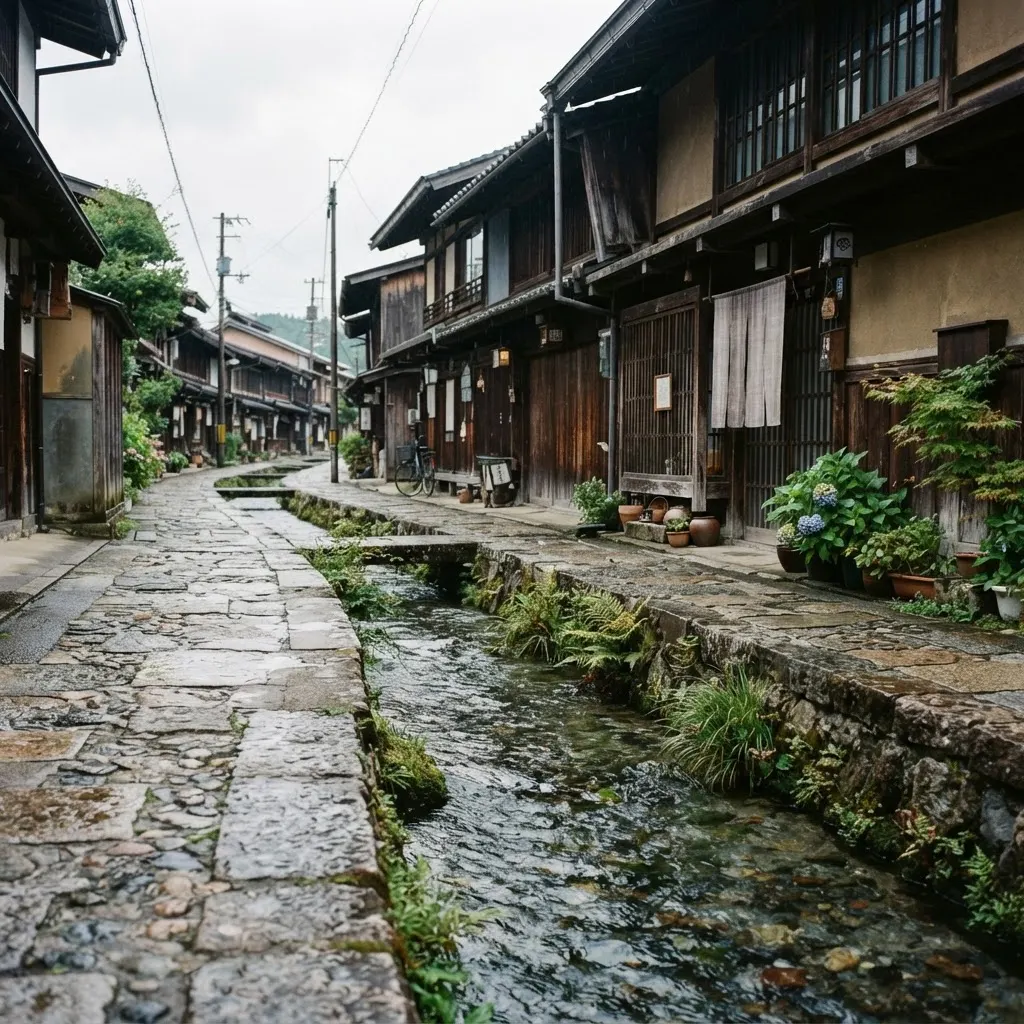 用水路沿いを歩く