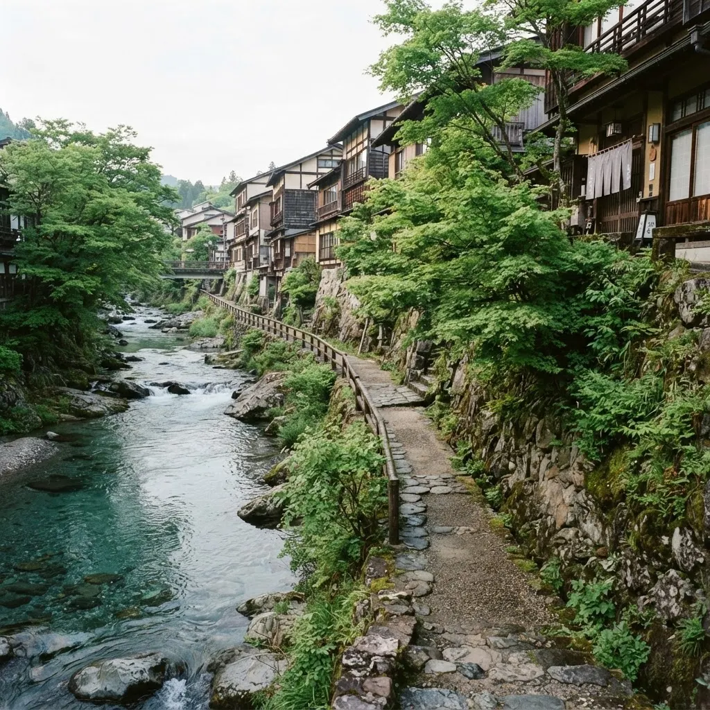 Riverside walking path along the Yoshida River