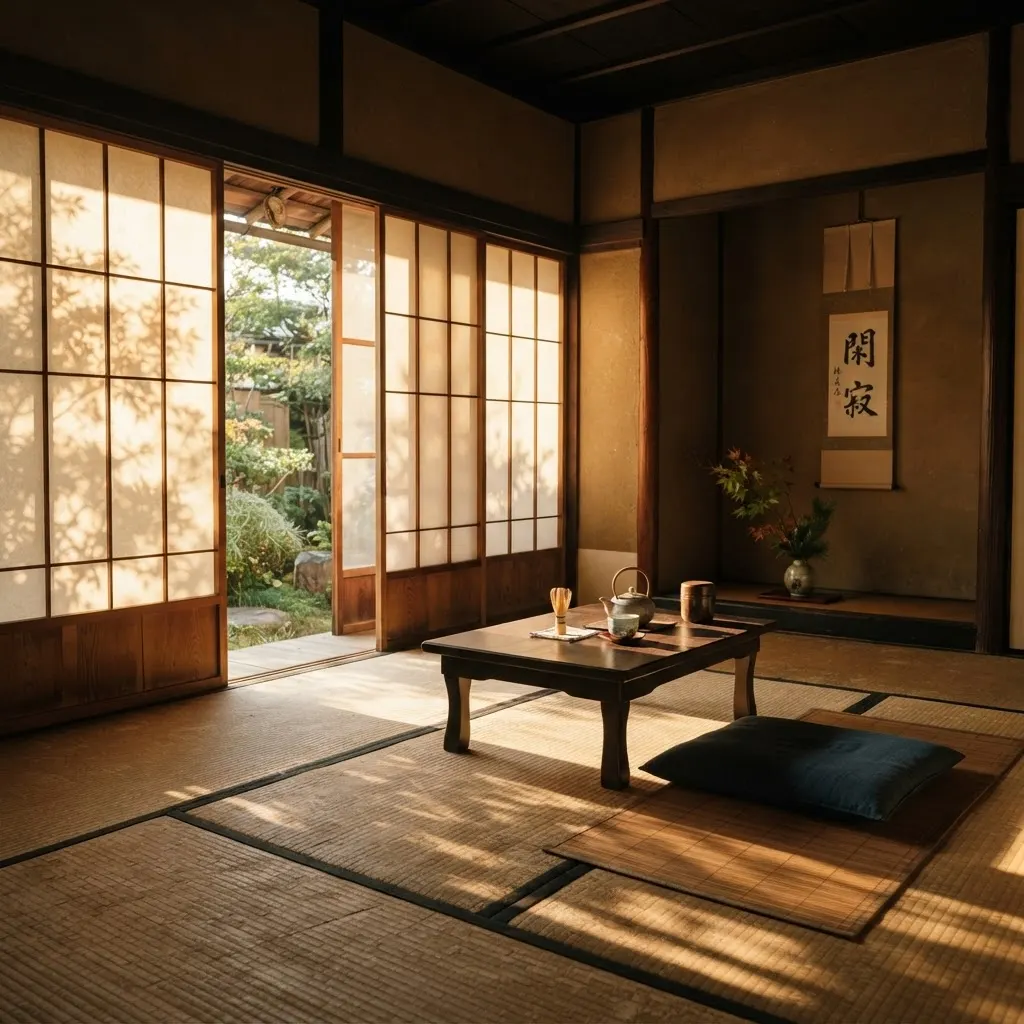 朝の光が入る和室