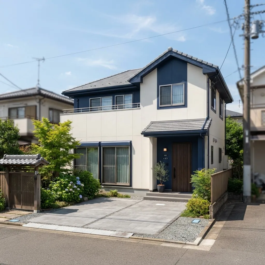外壁と屋根をフル塗装した2階建て住宅