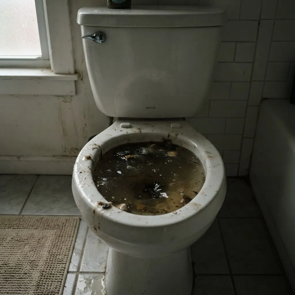 深夜のトイレつまりを、その場で解消の作業前