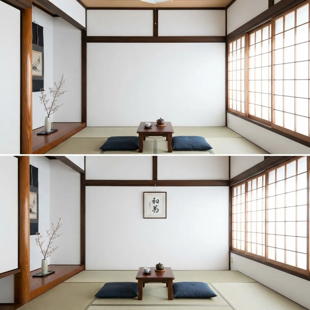 張替え後。白系のクロスに張り替わり明るくなったリビングの壁